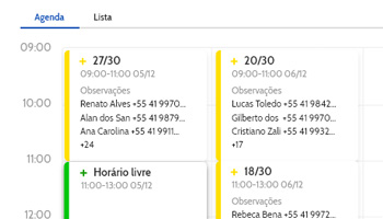 Tela da agenda no sistema OffStation