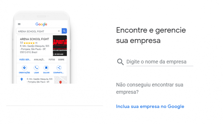 Cadastro no Google Meu Negócio - "Digite o nome da empresa"