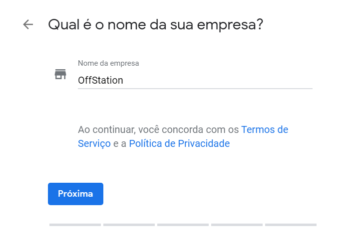 Cadastro no Google Meu Negócio - "Cadastre o nome que irá aparecer para os usuários"