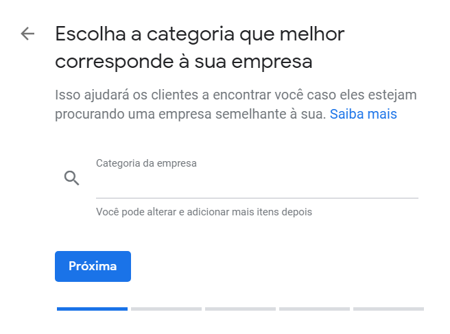 Cadastro no Google Meu Negócio - "Insira a categoria da sua empresa para definir"