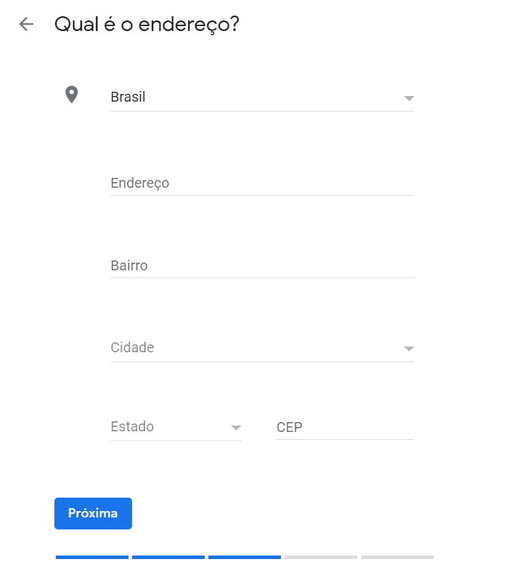 Cadastro no Google Meu Negócio - "Insira os dados de endereço"