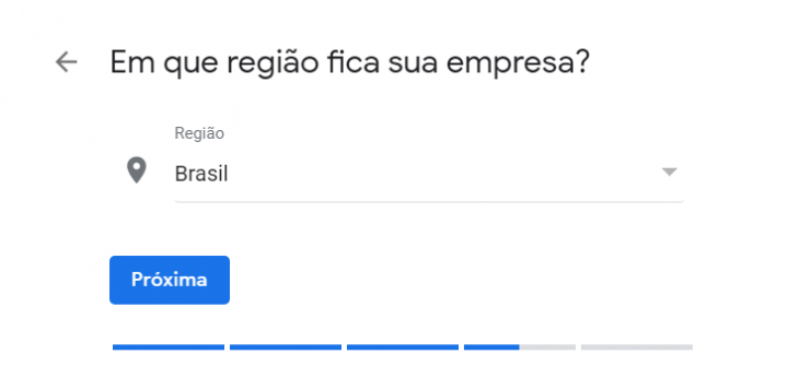 Cadastro no Google Meu Negócio - "Selecione a região"